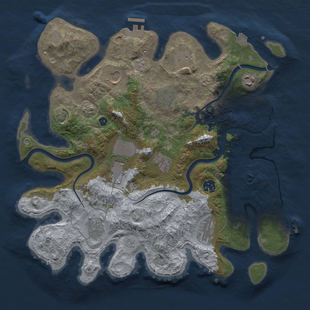 Rust Map: Procedural Map, Size: 3700, Seed: 50500593, 16 Monuments