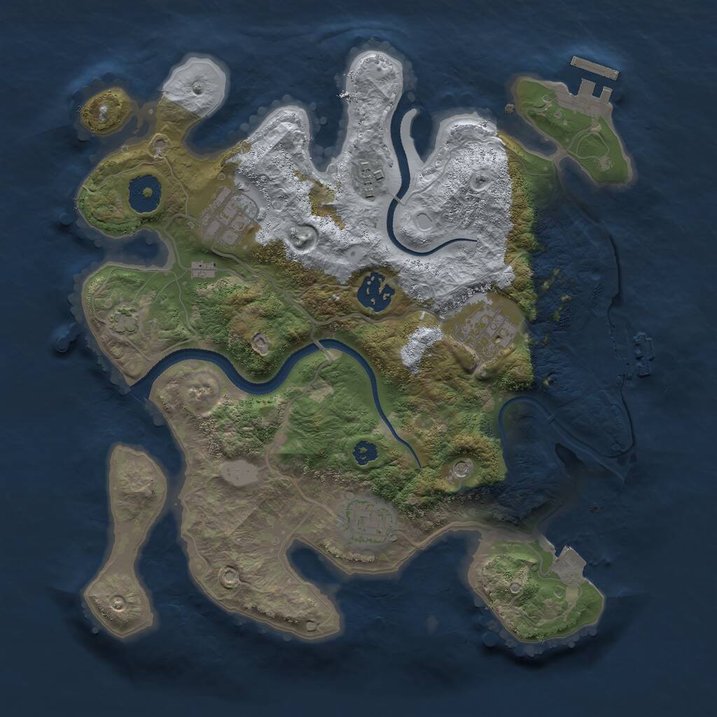 Rust Map: Procedural Map, Size: 3000, Seed: 1059726001, 10 Monuments