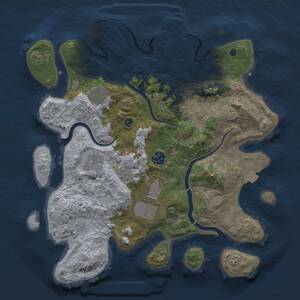 Thumbnail Rust Map: Procedural Map, Size: 3500, Seed: 1033135569, 10 Monuments