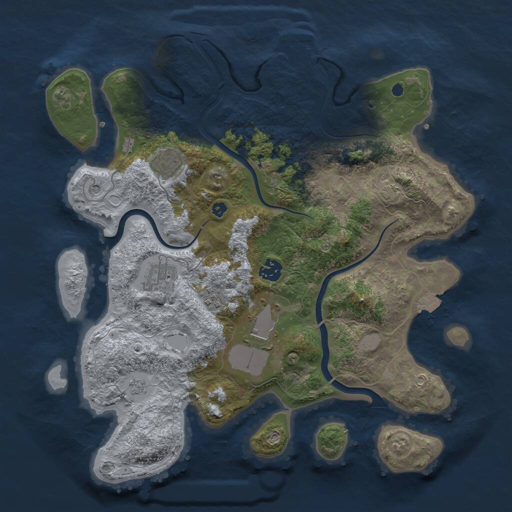 Rust Map: Procedural Map, Size: 3500, Seed: 1033135569, 10 Monuments