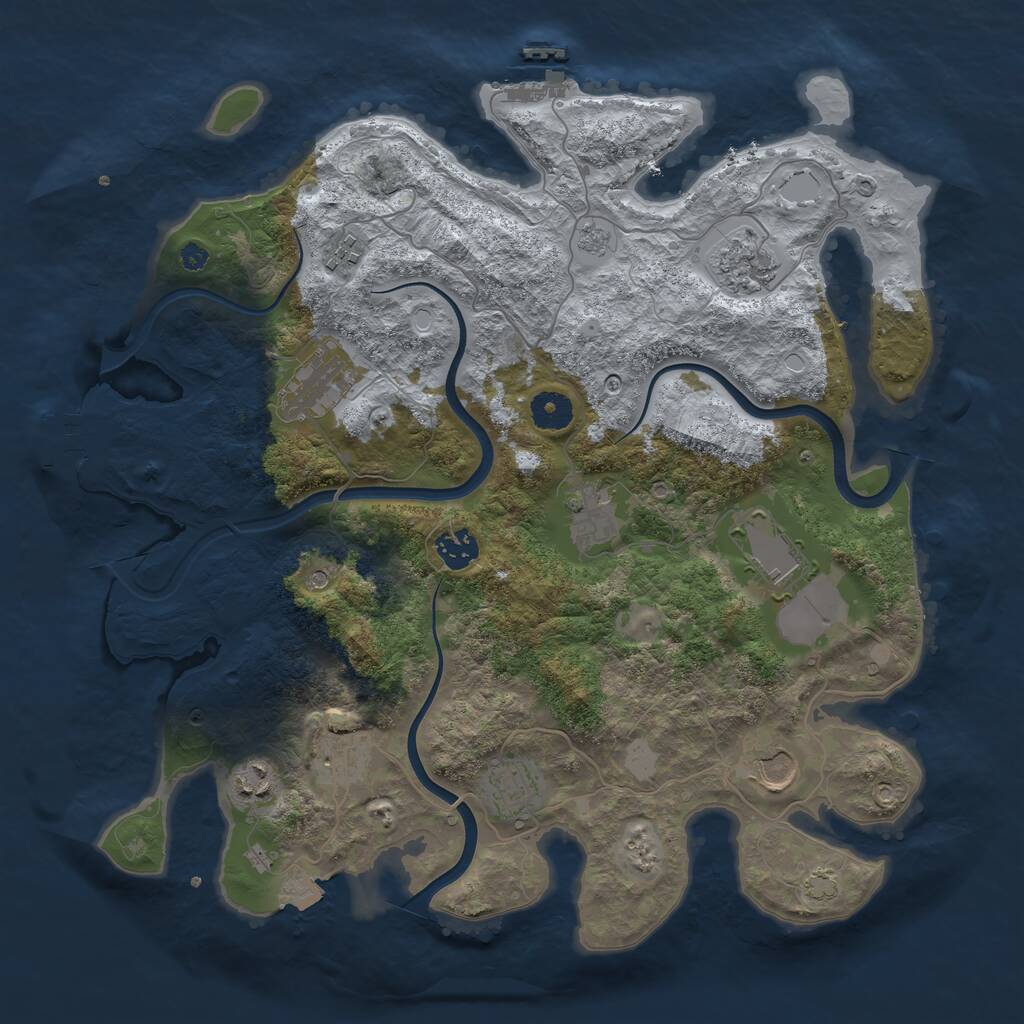 Rust Map: Procedural Map, Size: 3800, Seed: 838779270, 16 Monuments