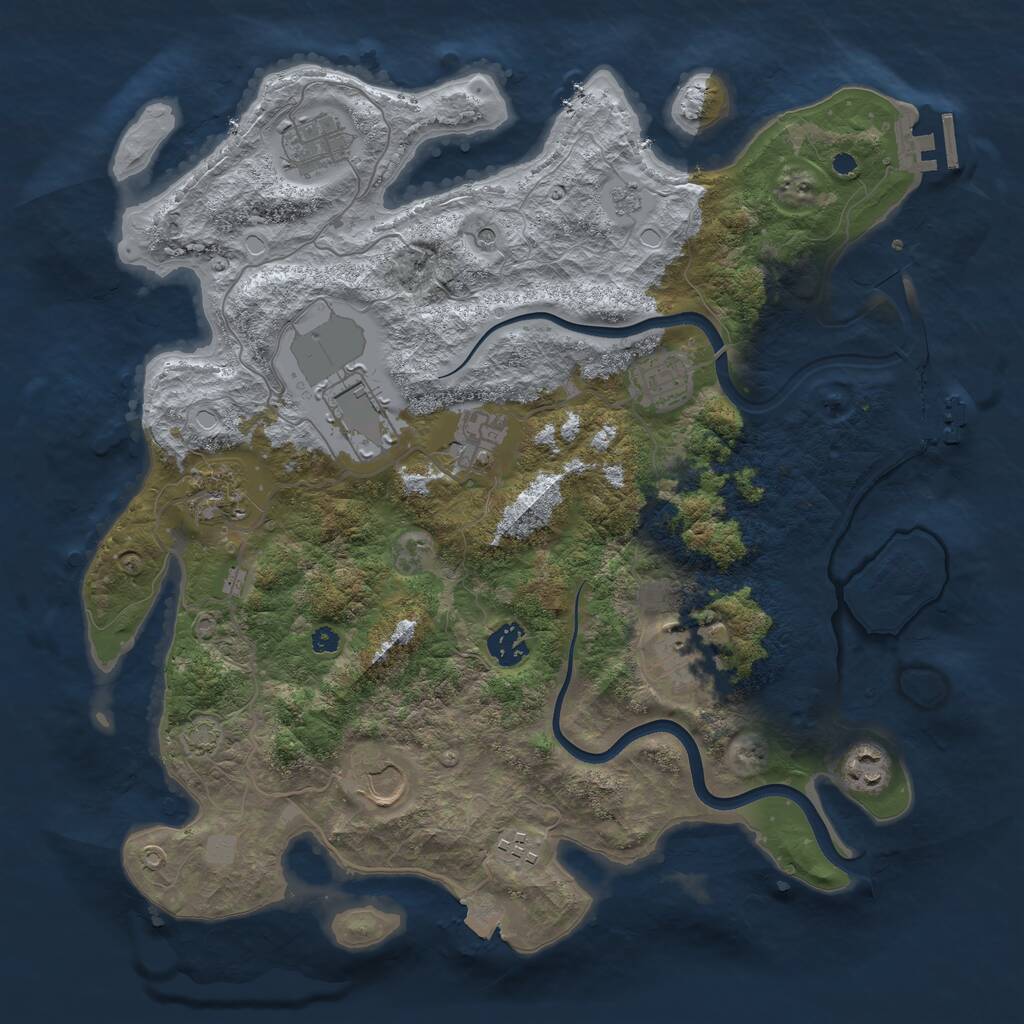 Rust Map: Procedural Map, Size: 3750, Seed: 530928, 16 Monuments