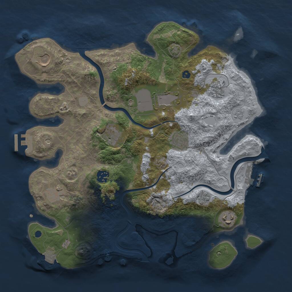Rust Map: Procedural Map, Size: 3500, Seed: 752689777, 15 Monuments
