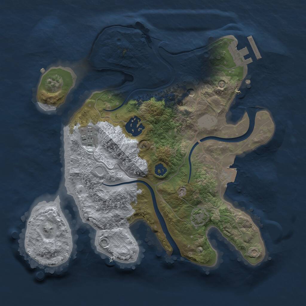 Rust Map: Procedural Map, Size: 2500, Seed: 1054911251, 6 Monuments
