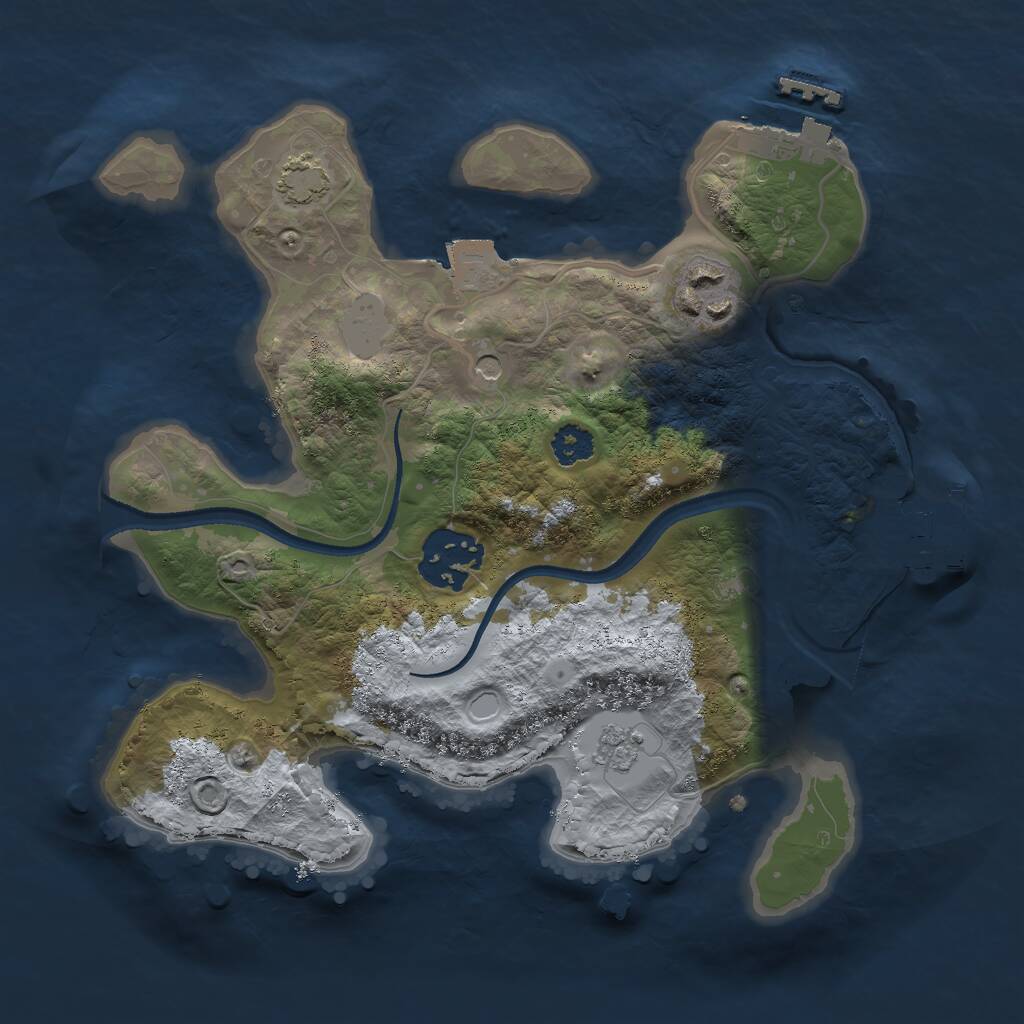 Rust Map: Procedural Map, Size: 2500, Seed: 714427205, 8 Monuments