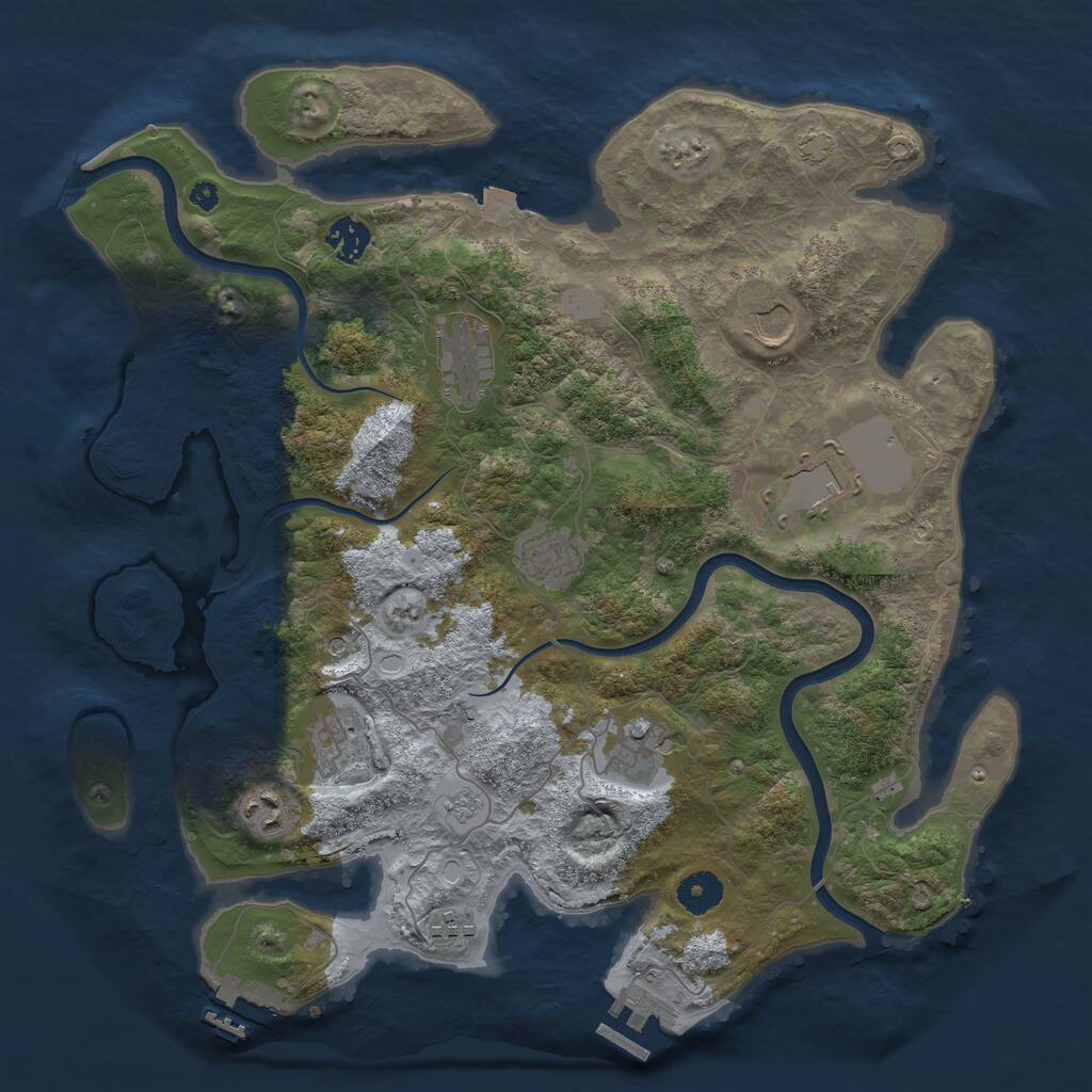 Rust Map: Procedural Map, Size: 3800, Seed: 302726779, 15 Monuments