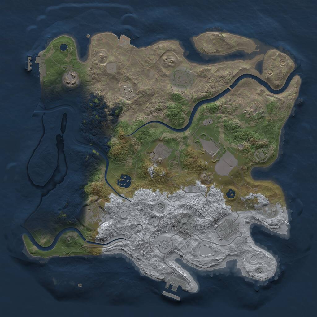 Rust Map: Procedural Map, Size: 3500, Seed: 31813, 15 Monuments