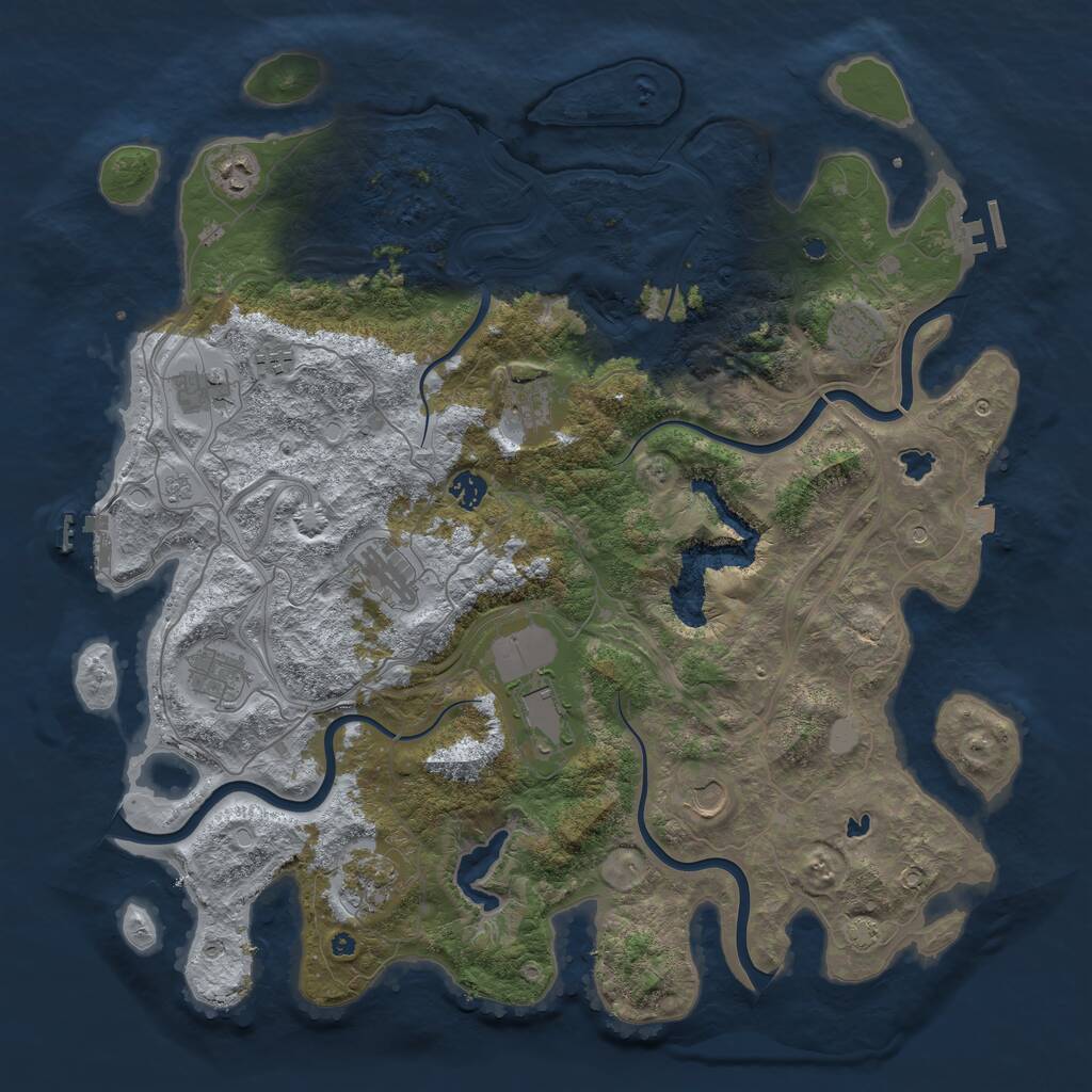 Rust Map: Procedural Map, Size: 4500, Seed: 1400126592, 17 Monuments