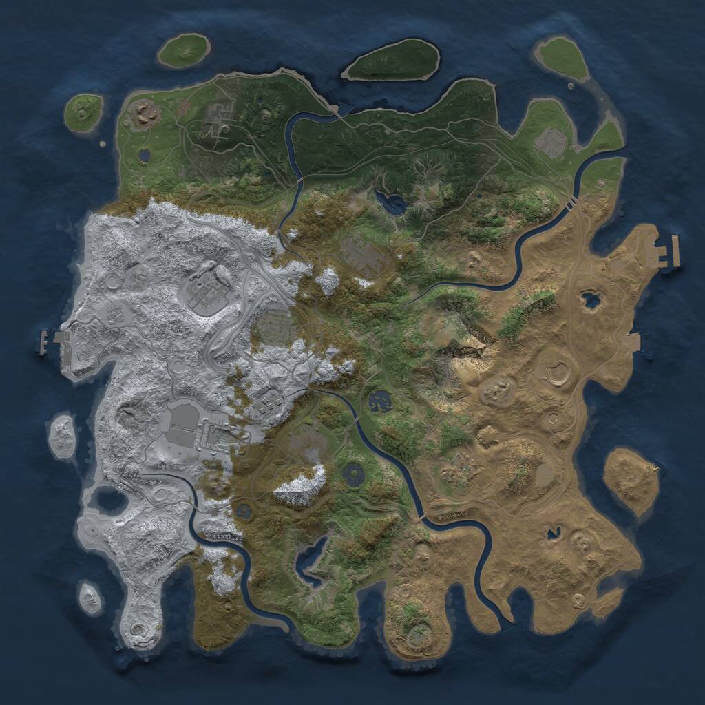 Rust Map: Procedural Map, Size: 4500, Seed: 1400126592, 17 Monuments
