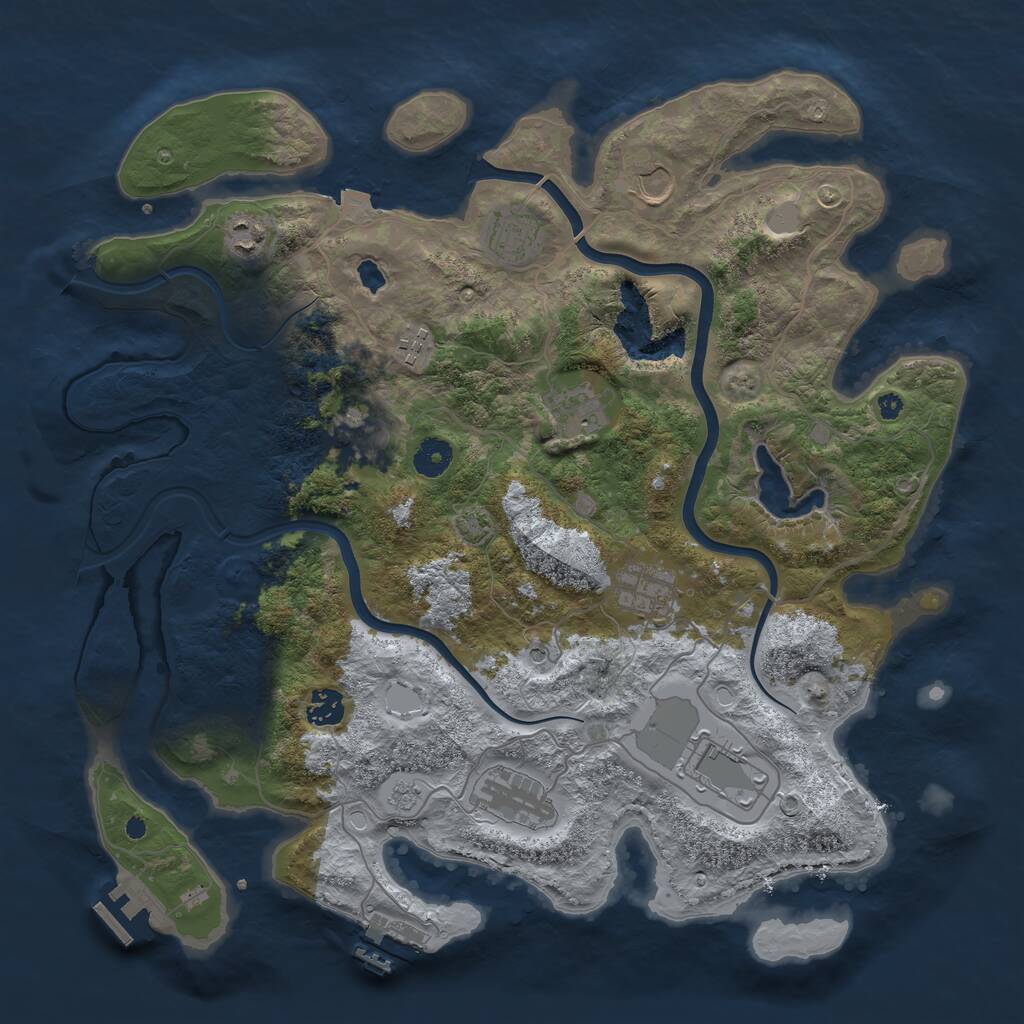 Rust Map: Procedural Map, Size: 4000, Seed: 2094279664, 16 Monuments