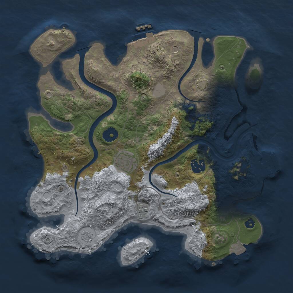 Rust Map: Procedural Map, Size: 3000, Seed: 25463764, 9 Monuments