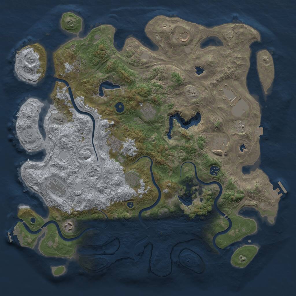 Rust Map: Procedural Map, Size: 4500, Seed: 945735510, 17 Monuments