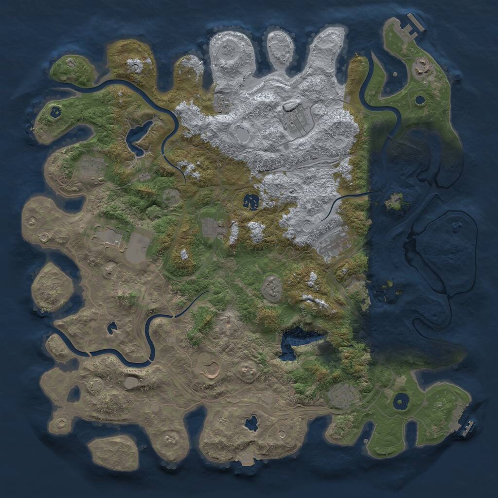 Rust Map: Procedural Map, Size: 4500, Seed: 482031643, 16 Monuments