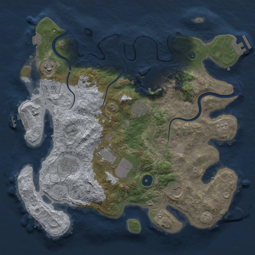 Rust Map: Procedural Map, Size: 3500, Seed: 217952524, 13 Monuments