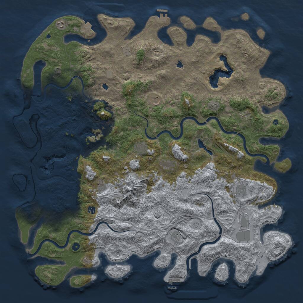 Rust Map: Procedural Map, Size: 5696, Seed: 3141, 17 Monuments