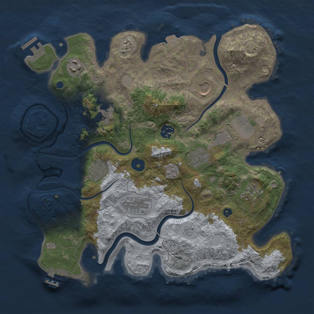 Rust Map: Procedural Map, Size: 3500, Seed: 1561252362, 16 Monuments