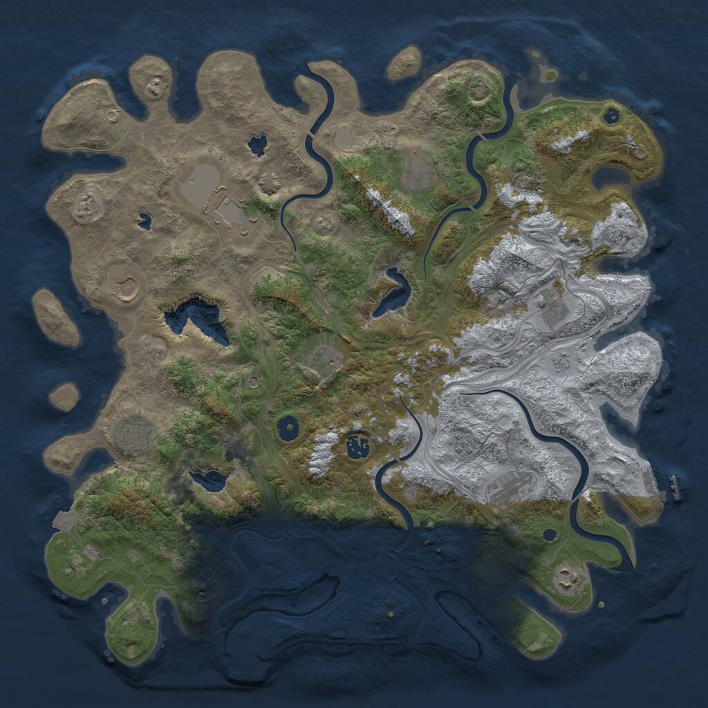 Rust Map: Procedural Map, Size: 4500, Seed: 416099334, 17 Monuments