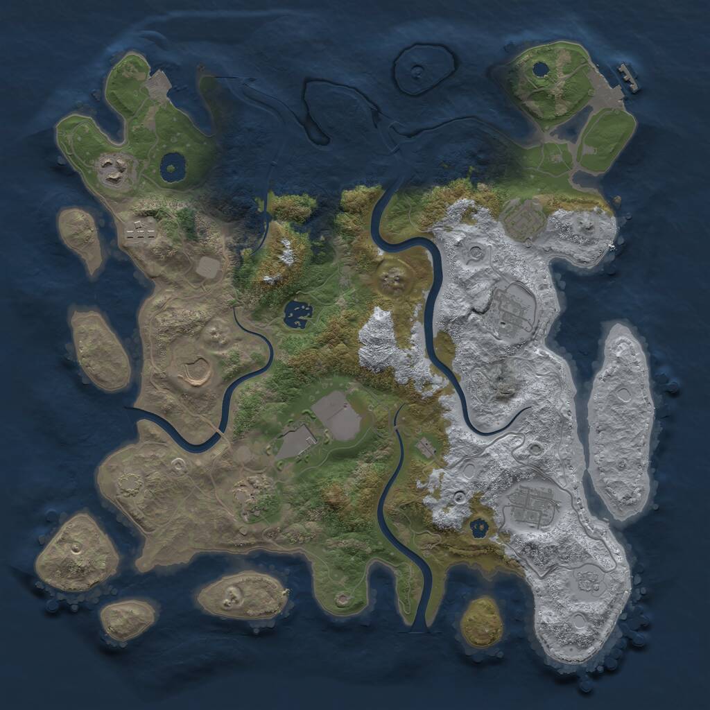 Rust Map: Procedural Map, Size: 3750, Seed: 710000, 14 Monuments