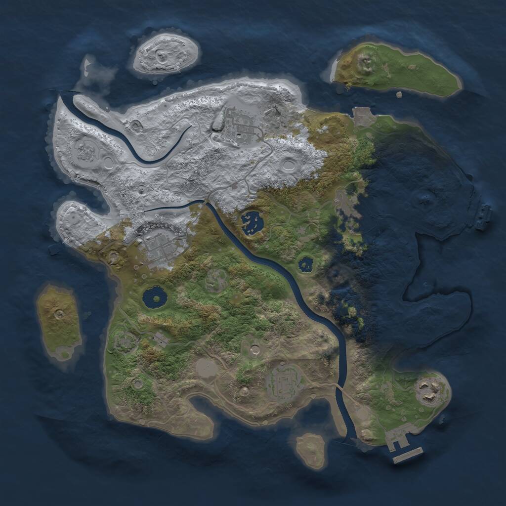 Rust Map: Procedural Map, Size: 3300, Seed: 568670710, 12 Monuments