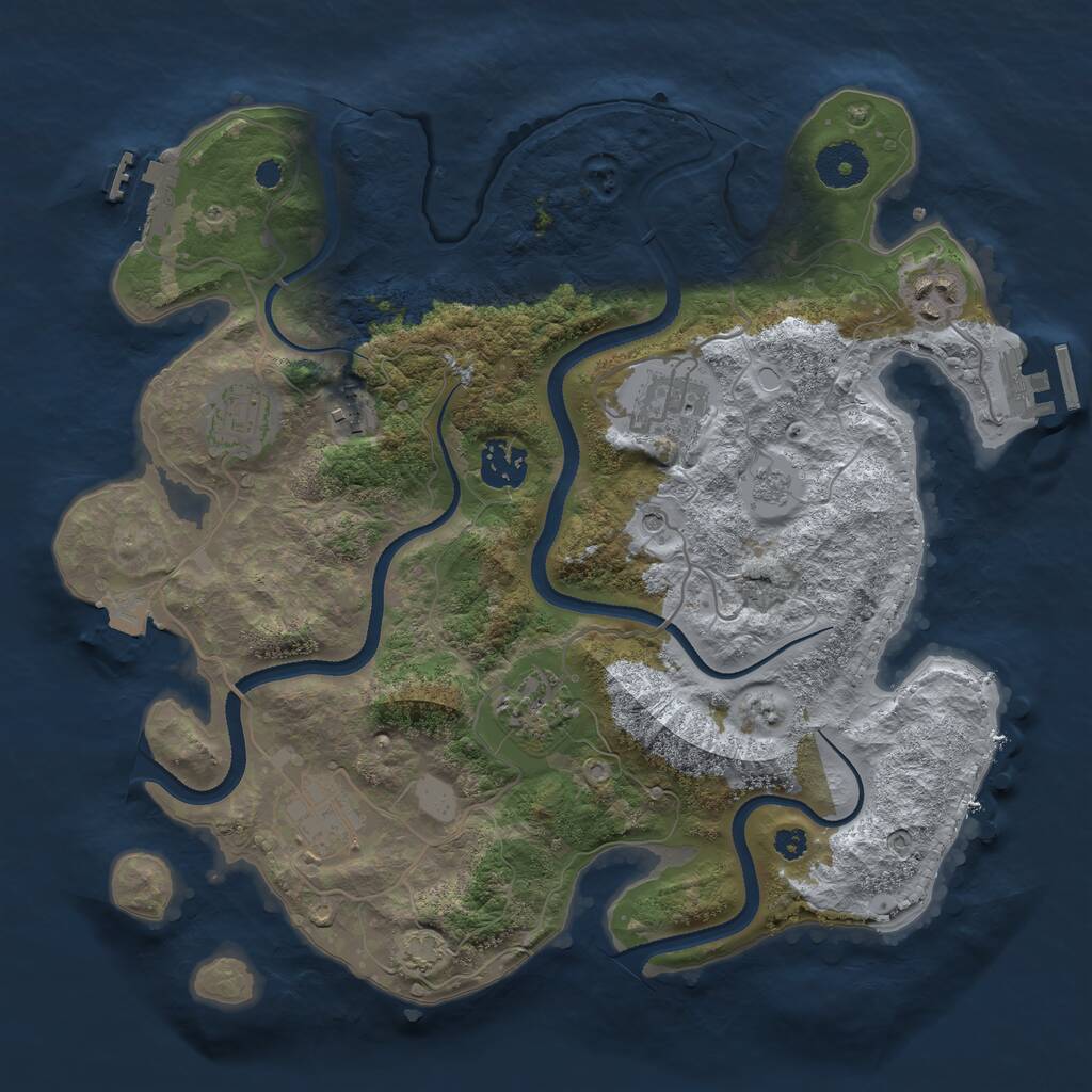 Rust Map: Procedural Map, Size: 3350, Seed: 1597883771, 13 Monuments