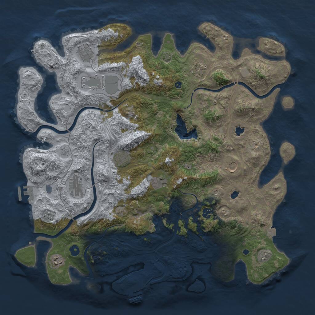 Rust Map: Procedural Map, Size: 4500, Seed: 1035970507, 16 Monuments