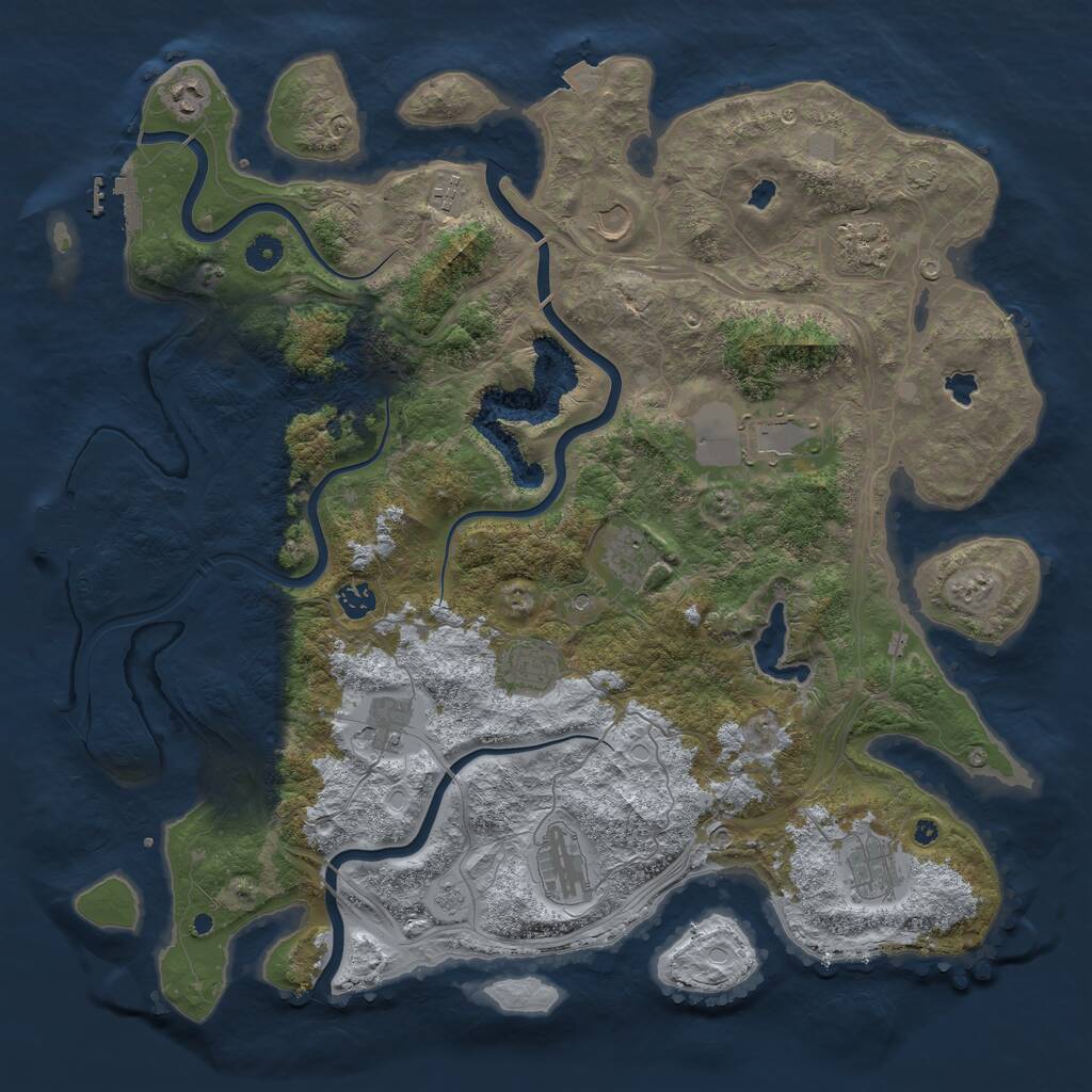 Rust Map: Procedural Map, Size: 4500, Seed: 233148818, 17 Monuments