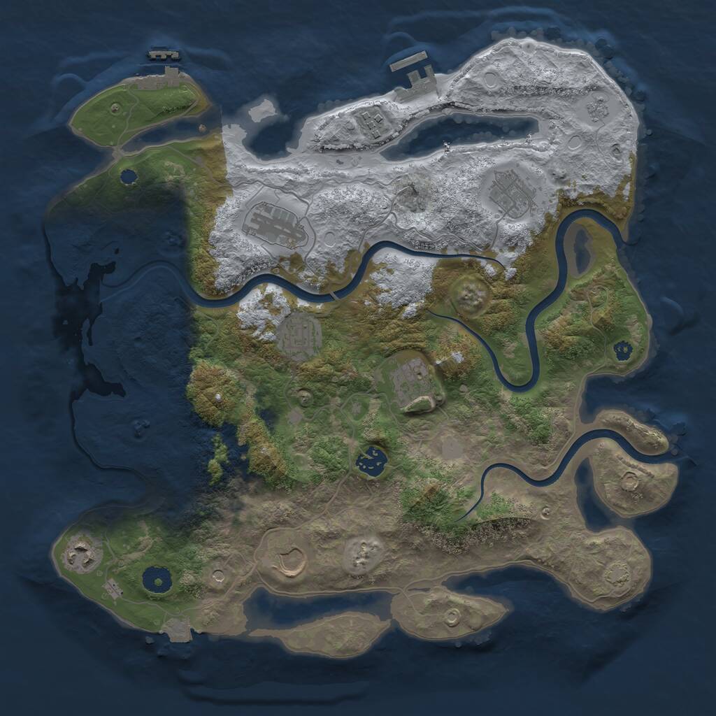 Rust Map: Procedural Map, Size: 3749, Seed: 822215108, 14 Monuments