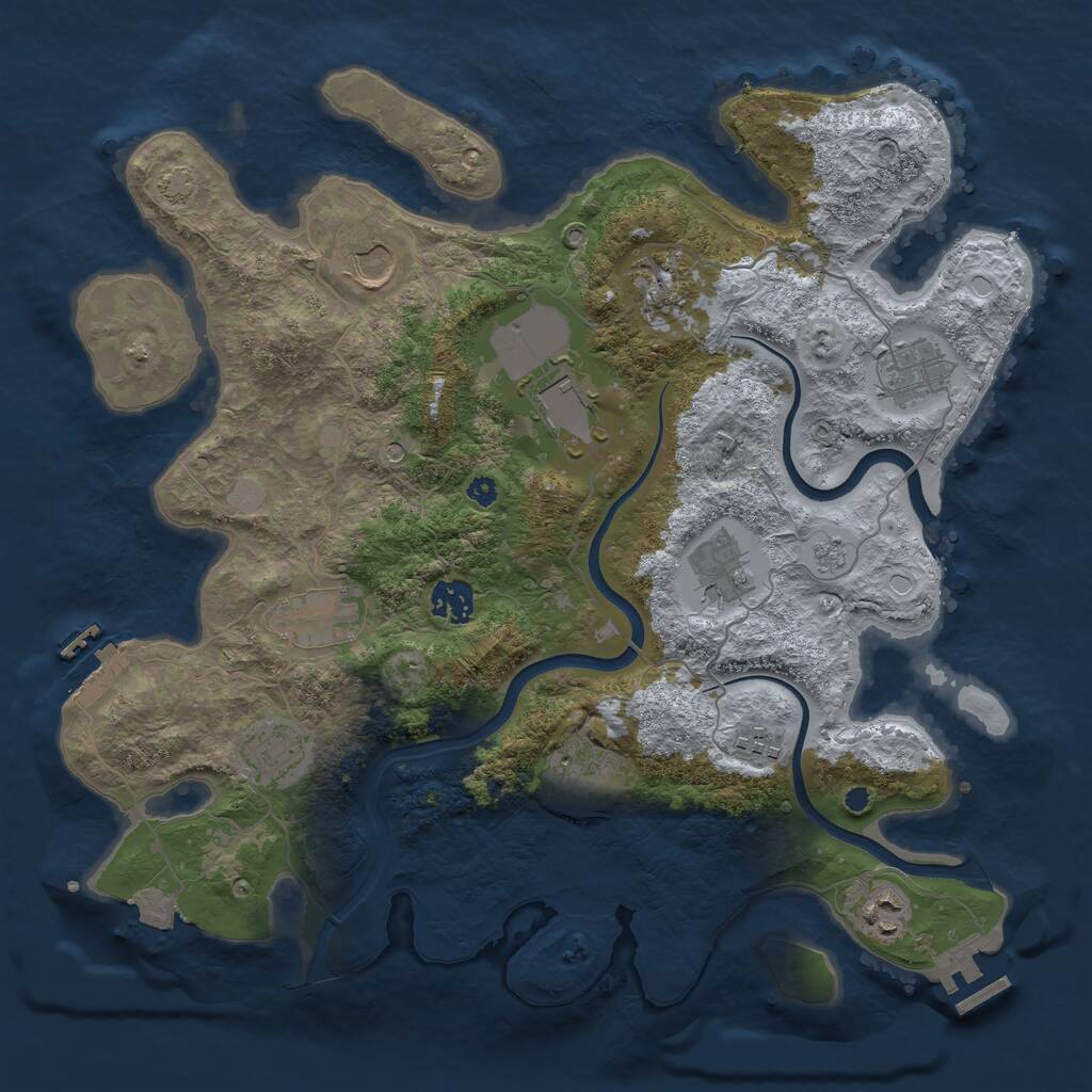 Rust Map: Procedural Map, Size: 3700, Seed: 1095969680, 17 Monuments