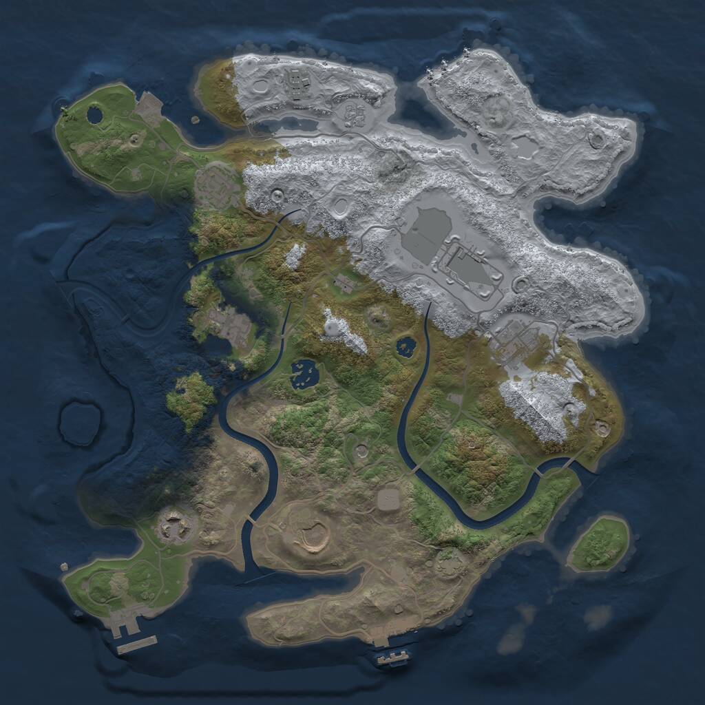 Rust Map: Procedural Map, Size: 3500, Seed: 1564234699, 14 Monuments