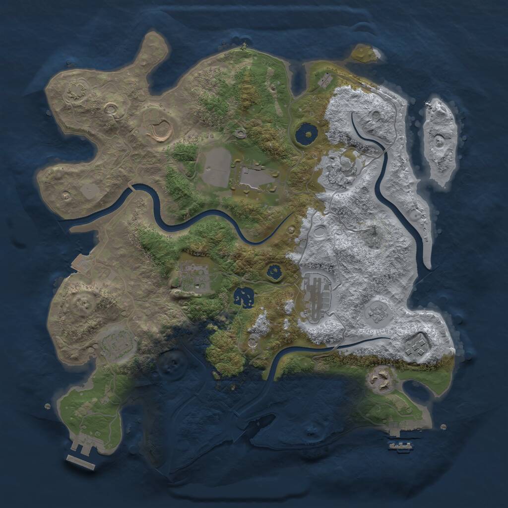 Rust Map: Procedural Map, Size: 3500, Seed: 1031910199, 15 Monuments
