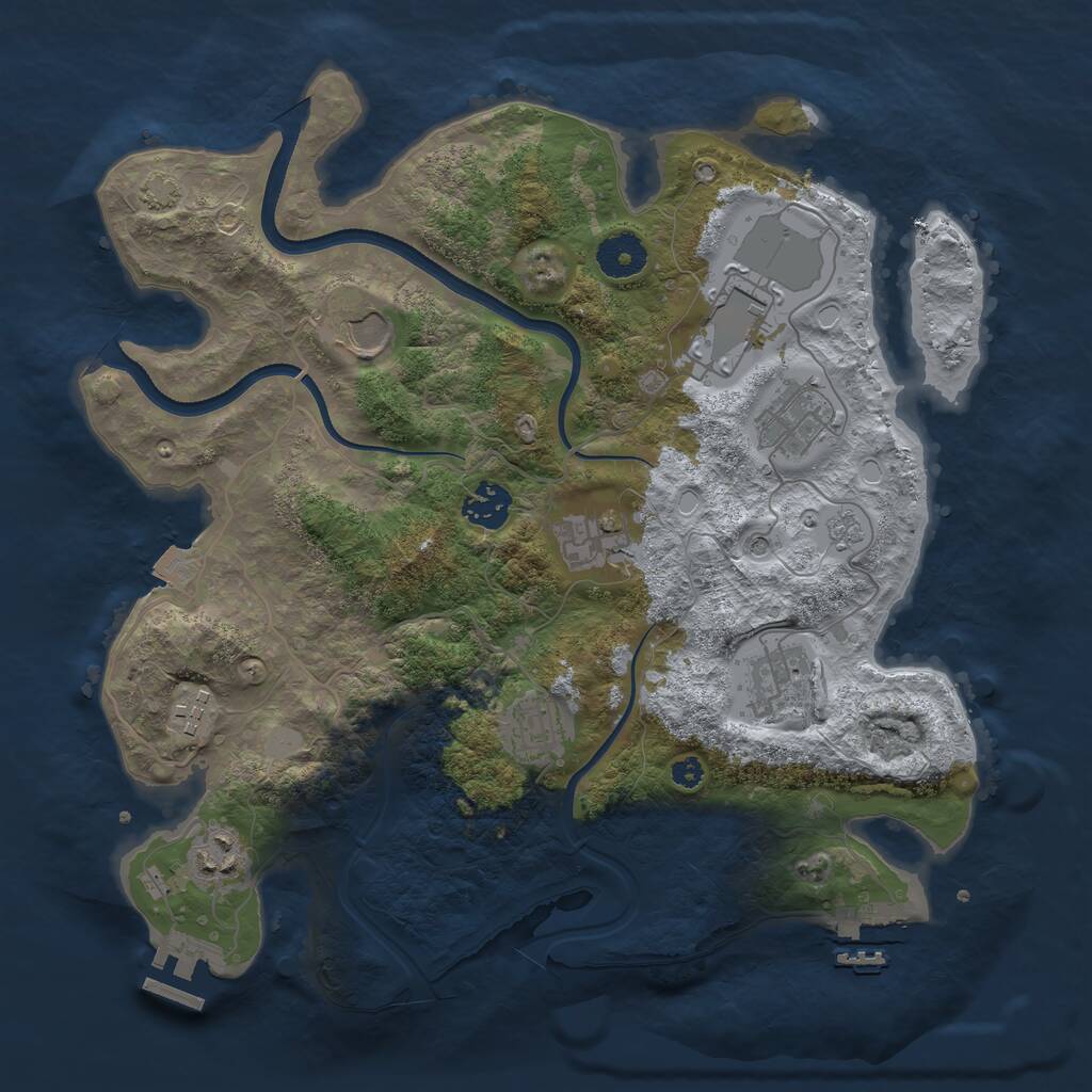 Rust Map: Procedural Map, Size: 3500, Seed: 1031910199, 15 Monuments