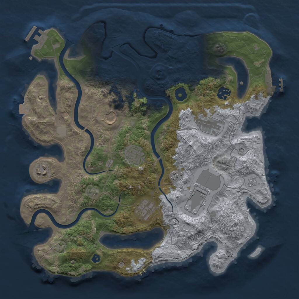 Rust Map: Procedural Map, Size: 3500, Seed: 6501285, 14 Monuments
