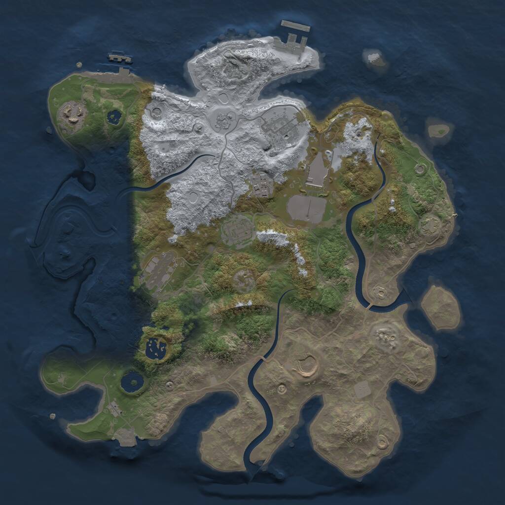 Rust Map: Procedural Map, Size: 3500, Seed: 1202980065, 14 Monuments