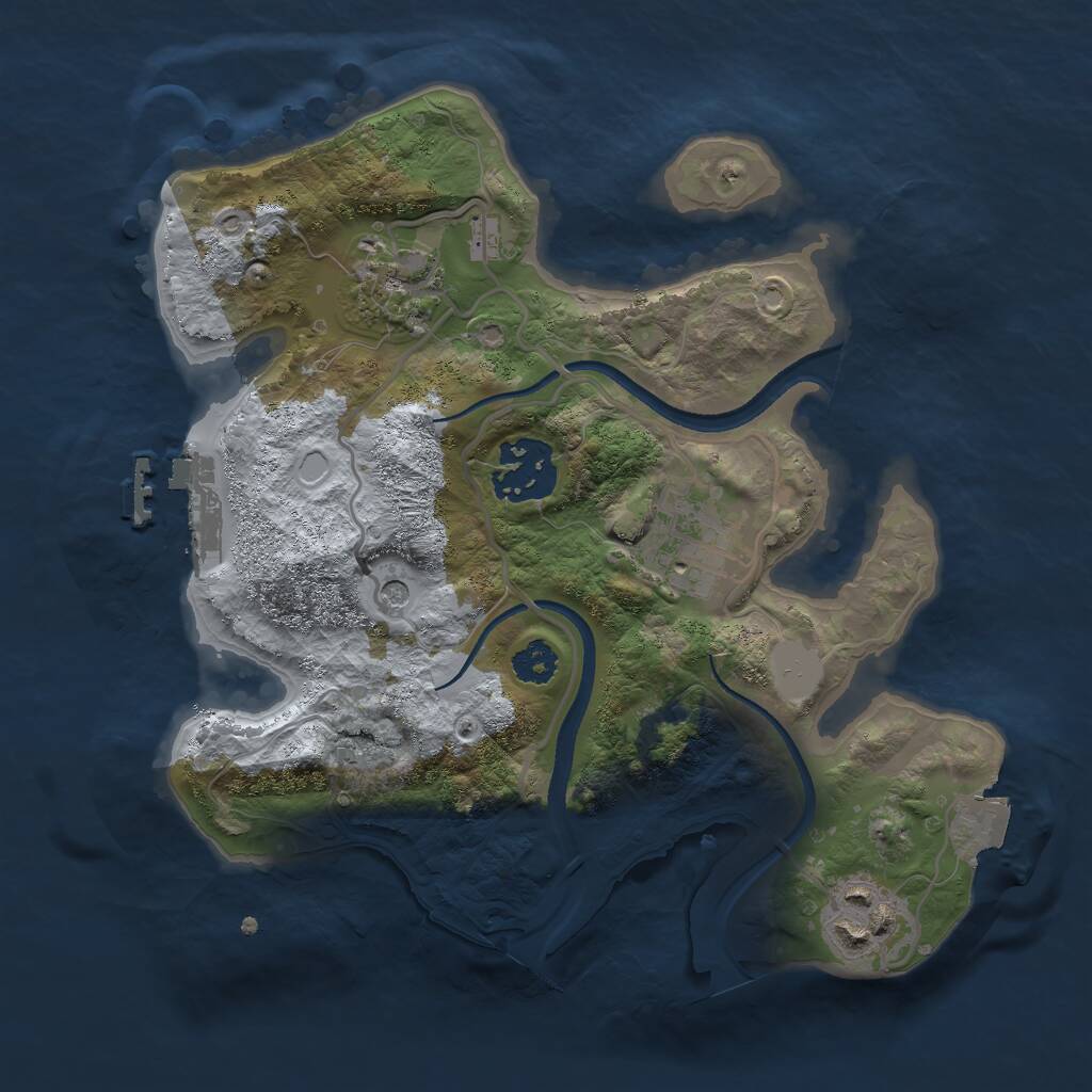 Rust Map: Procedural Map, Size: 2500, Seed: 3154321, 7 Monuments