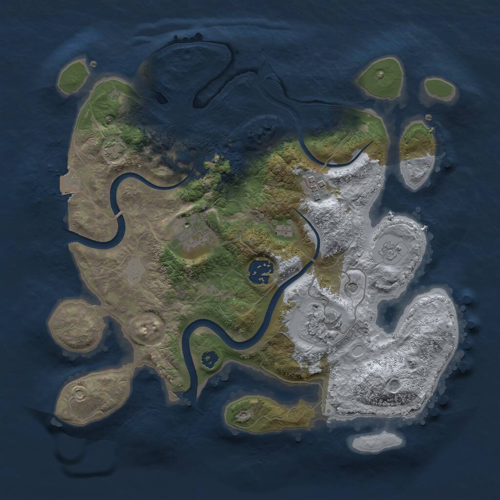 Rust Map: Procedural Map, Size: 3000, Seed: 18527, 8 Monuments
