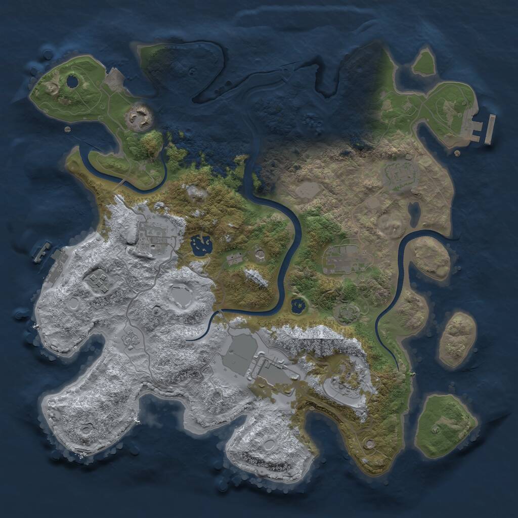 Rust Map: Procedural Map, Size: 3500, Seed: 5278150, 14 Monuments