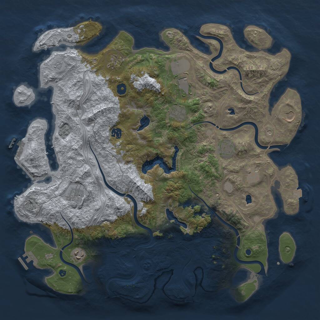 Rust Map: Procedural Map, Size: 4500, Seed: 663708016, 16 Monuments