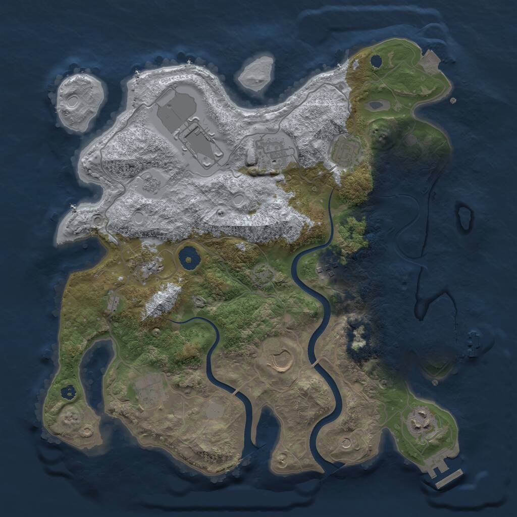 Rust Map: Procedural Map, Size: 3500, Seed: 62565, 14 Monuments