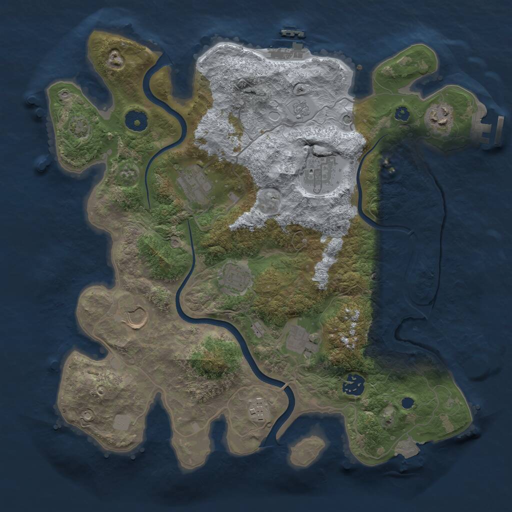 Rust Map: Procedural Map, Size: 3500, Seed: 1173478520, 14 Monuments