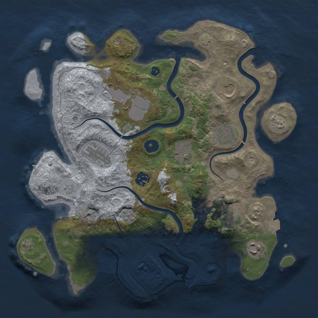 Rust Map: Procedural Map, Size: 3500, Seed: 318454718, 13 Monuments