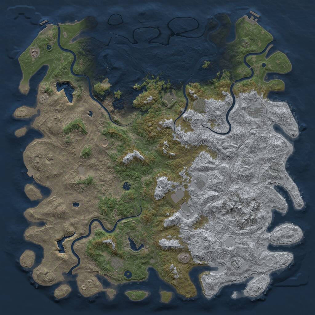 Rust Map: Procedural Map, Size: 6000, Seed: 872153, 17 Monuments