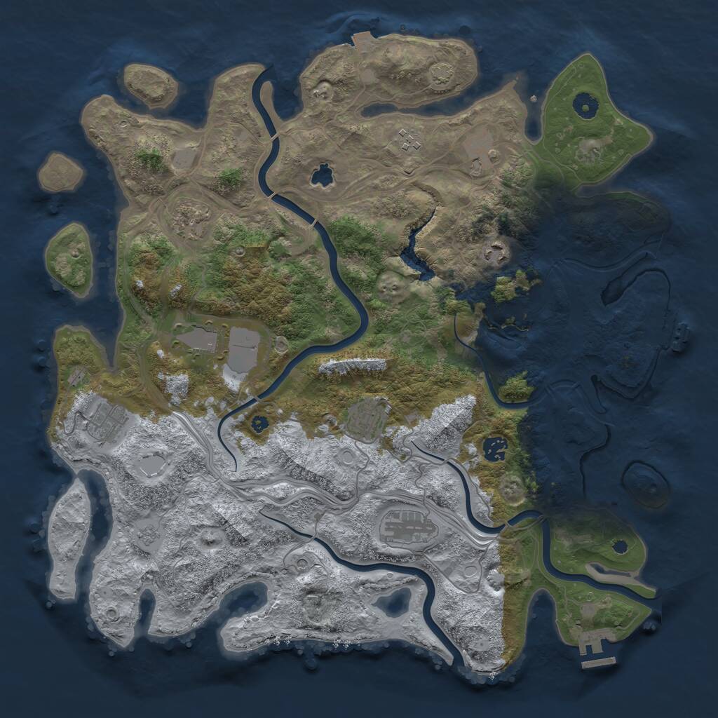 Rust Map: Procedural Map, Size: 4250, Seed: 1216718507, 15 Monuments