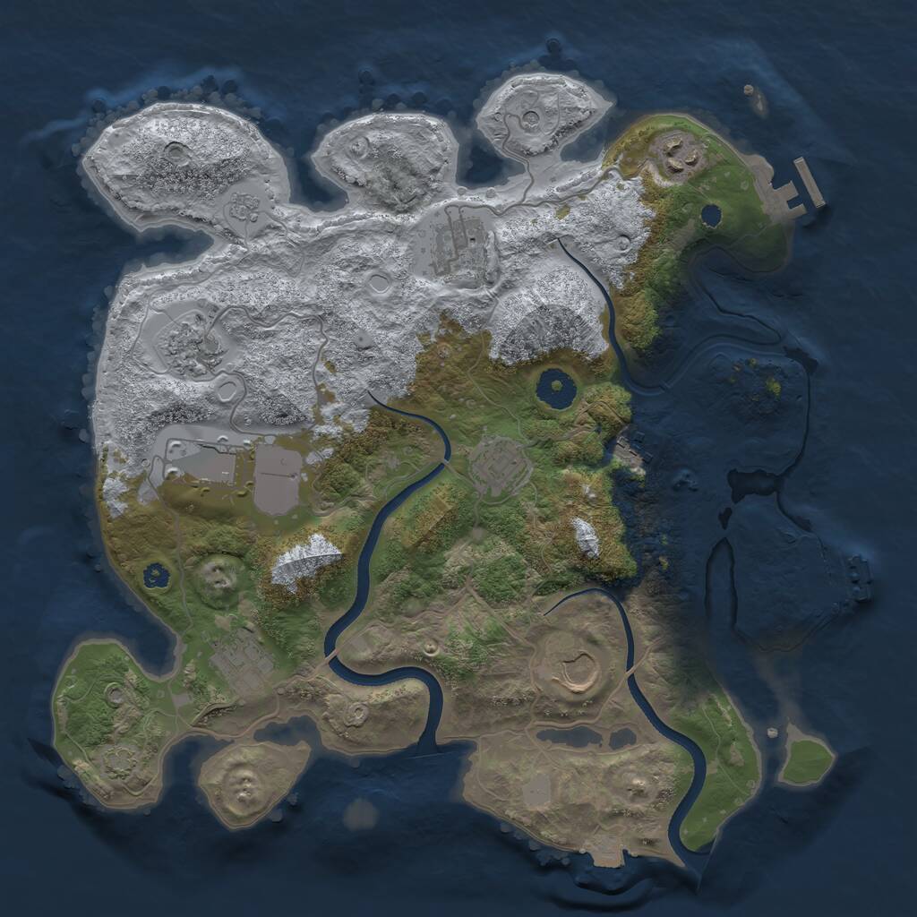 Rust Map: Procedural Map, Size: 3500, Seed: 976304658, 14 Monuments
