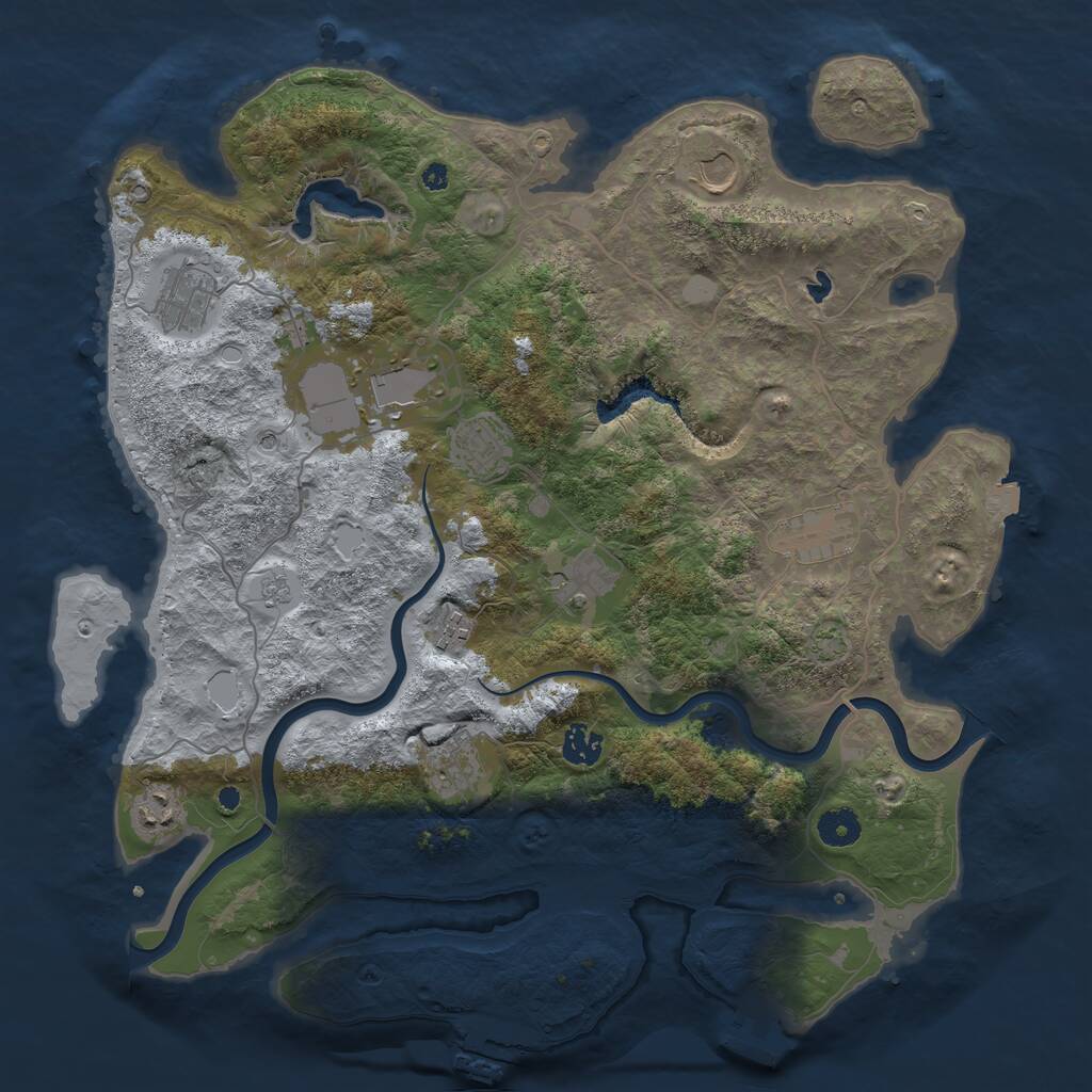 Rust Map: Procedural Map, Size: 4000, Seed: 1365681543, 16 Monuments