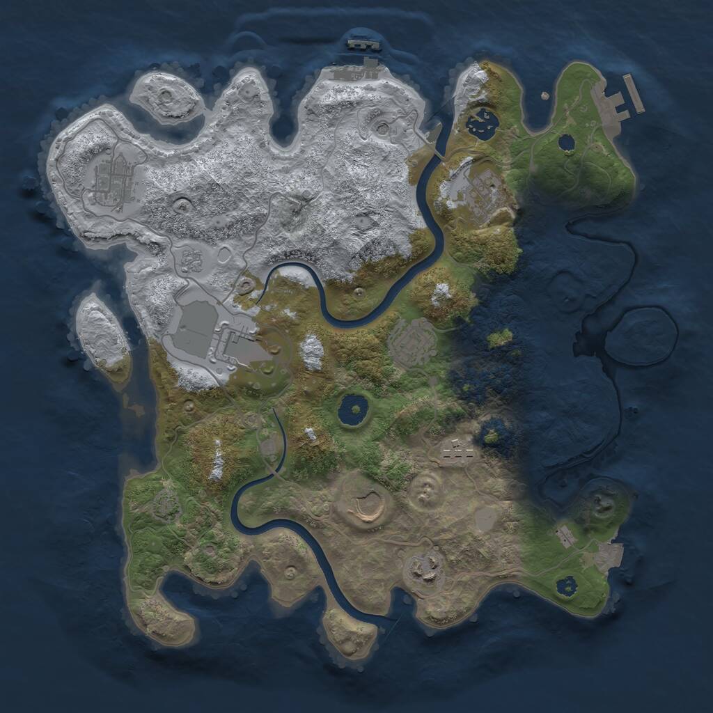 Rust Map: Procedural Map, Size: 3500, Seed: 38249, 14 Monuments