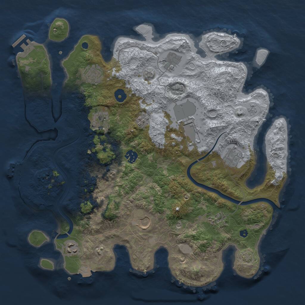 Rust Map: Procedural Map, Size: 3700, Seed: 518137, 16 Monuments