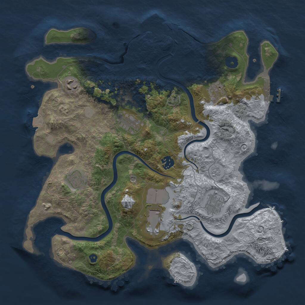 Rust Map: Procedural Map, Size: 3600, Seed: 477789831, 14 Monuments