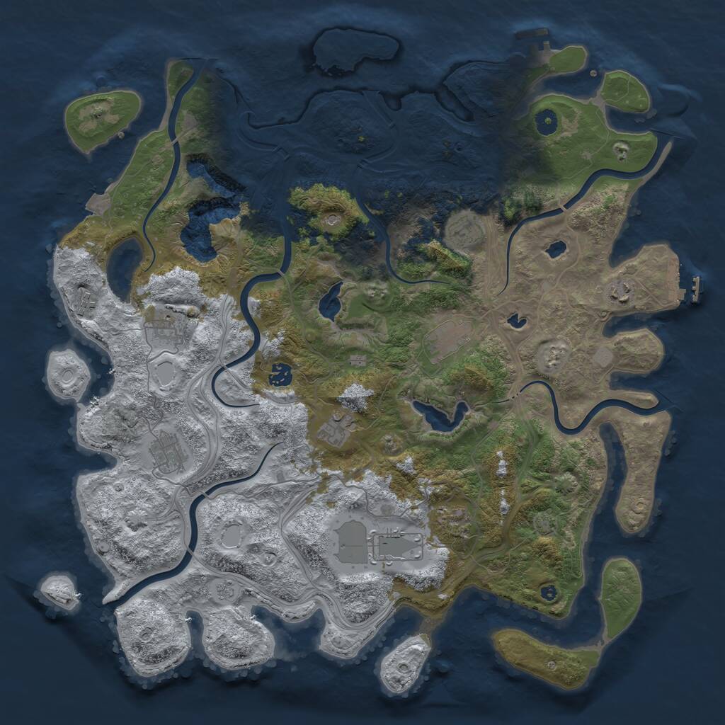 Rust Map: Procedural Map, Size: 4500, Seed: 47832774, 16 Monuments