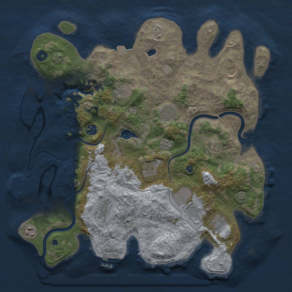 Rust Map: Procedural Map, Size: 4000, Seed: 469073317, 17 Monuments
