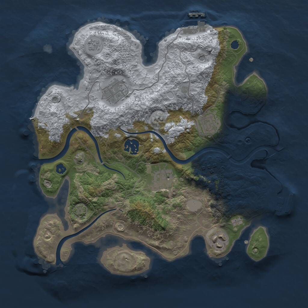 Rust Map: Procedural Map, Size: 3000, Seed: 727883637, 12 Monuments
